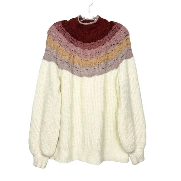 Maurices Ombre Mock Neck Pullover Sweater 1X Multicolor Long Blouson Sleeves - Picture 2 of 8